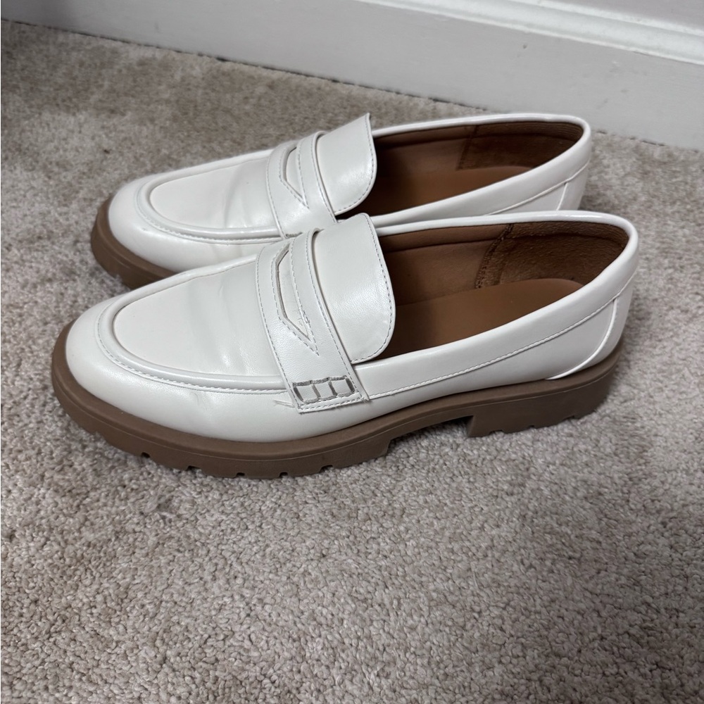 A New Day white faux-leather gum sole loafers